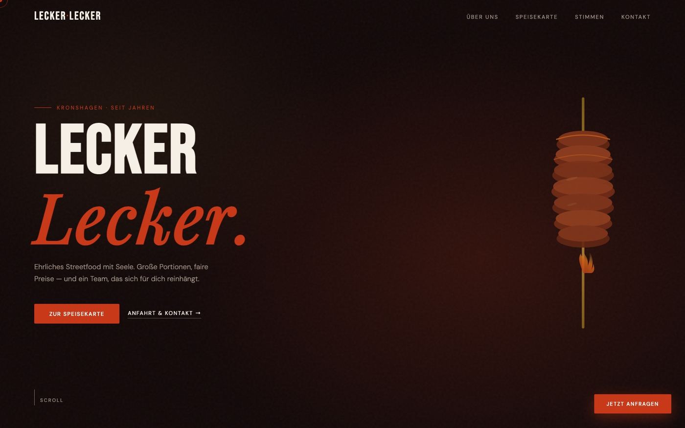 Hero-Ausschnitt der Lecker-Lecker-Website